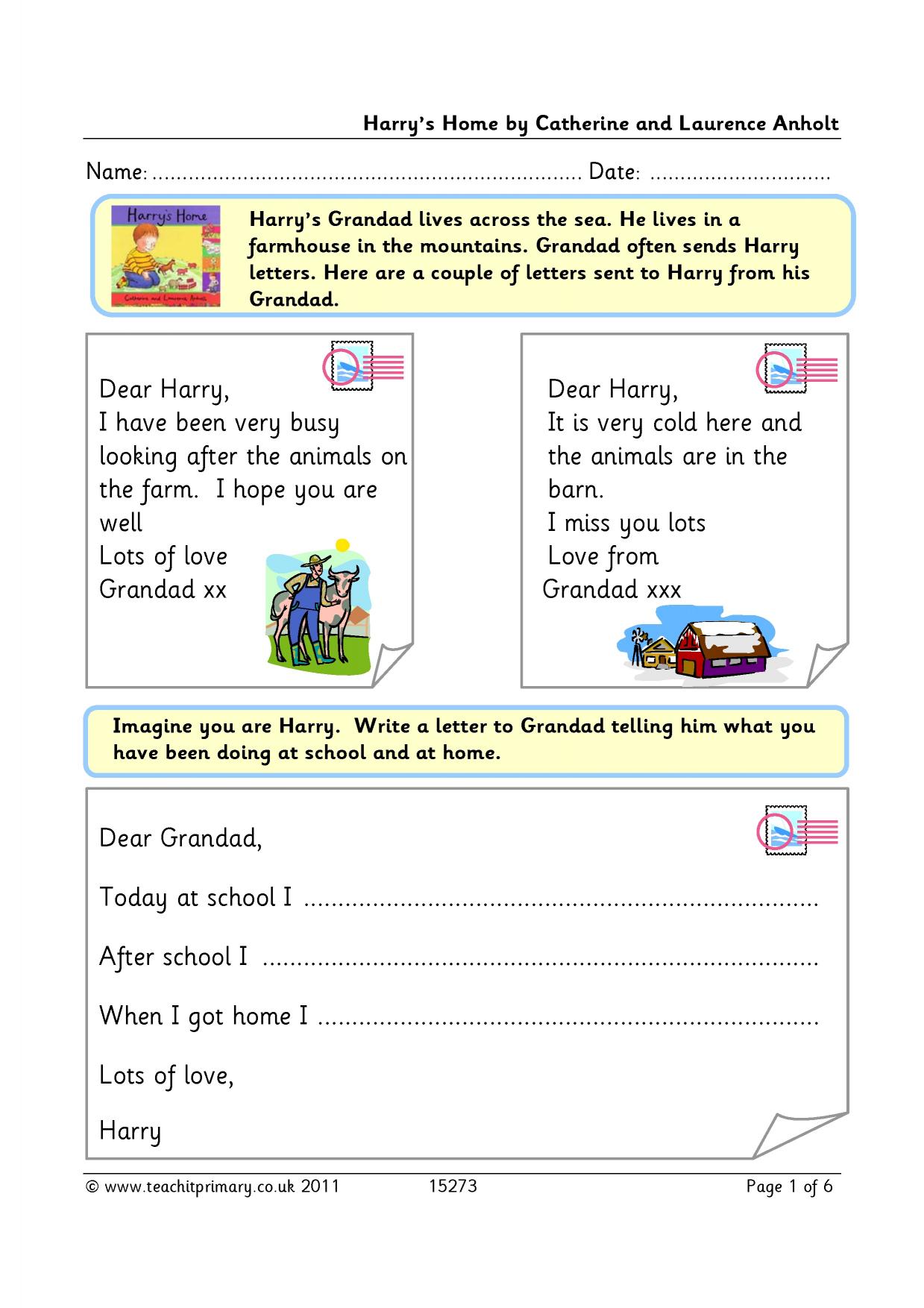 Writing a letter template ks2 english worksheets
