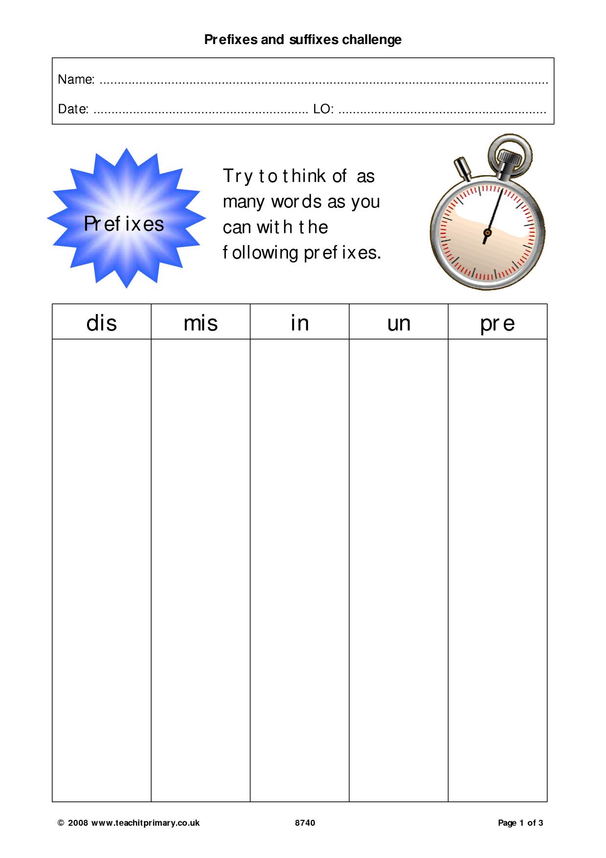 Ks2 Prefixes And Suffixes Teachit Primary
