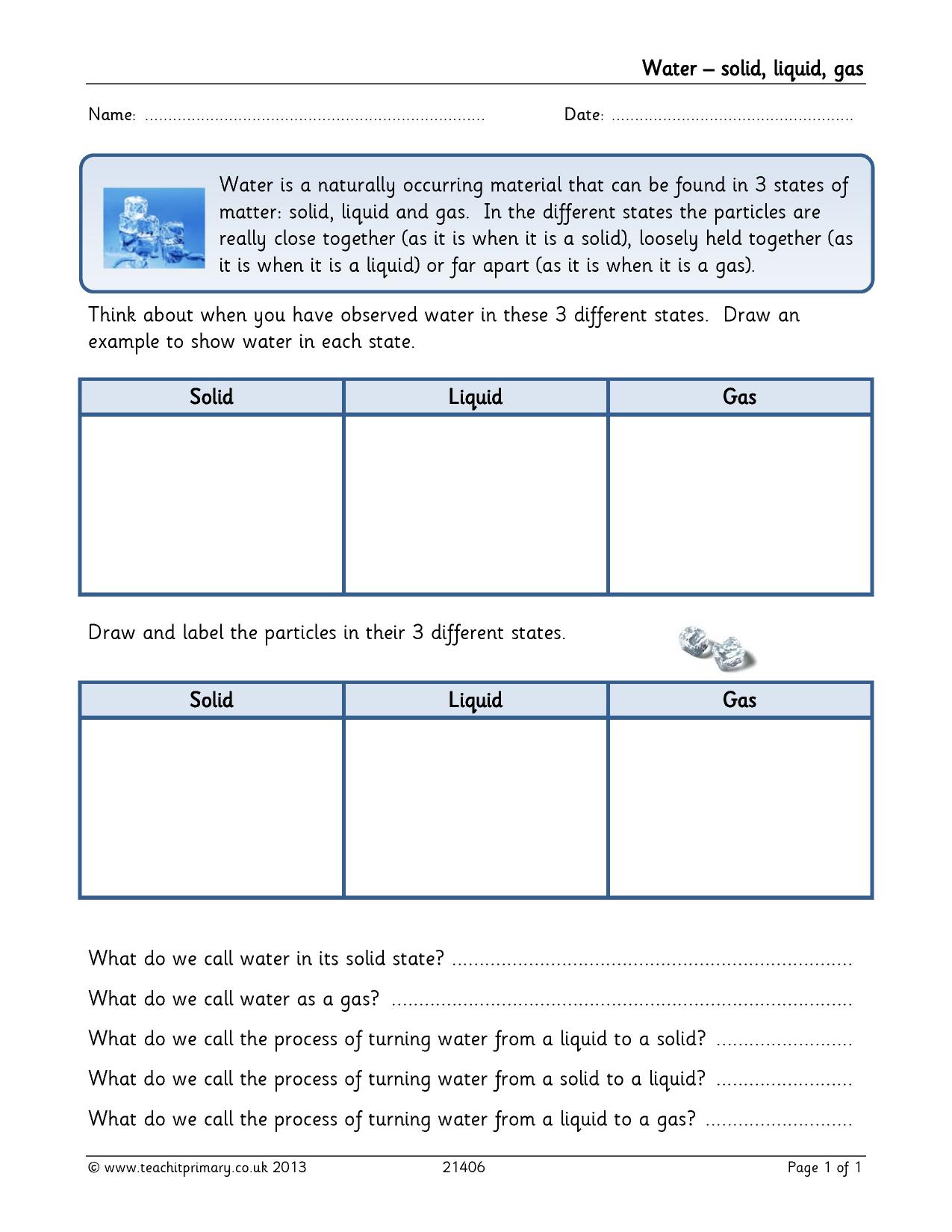 Primary teaching resources for Science: Materials - Teachit Primary For Properties Of Matter Worksheet Pdf